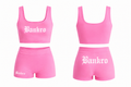 BANKRO Pink & White Two Piece Spandex Set
