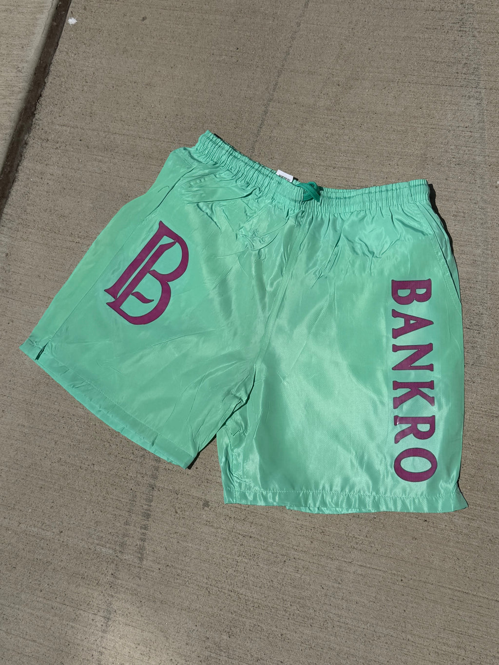 Bankro Mint Green And Purple Signature Shorts
