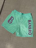 Bankro Mint Green And Purple Signature Shorts