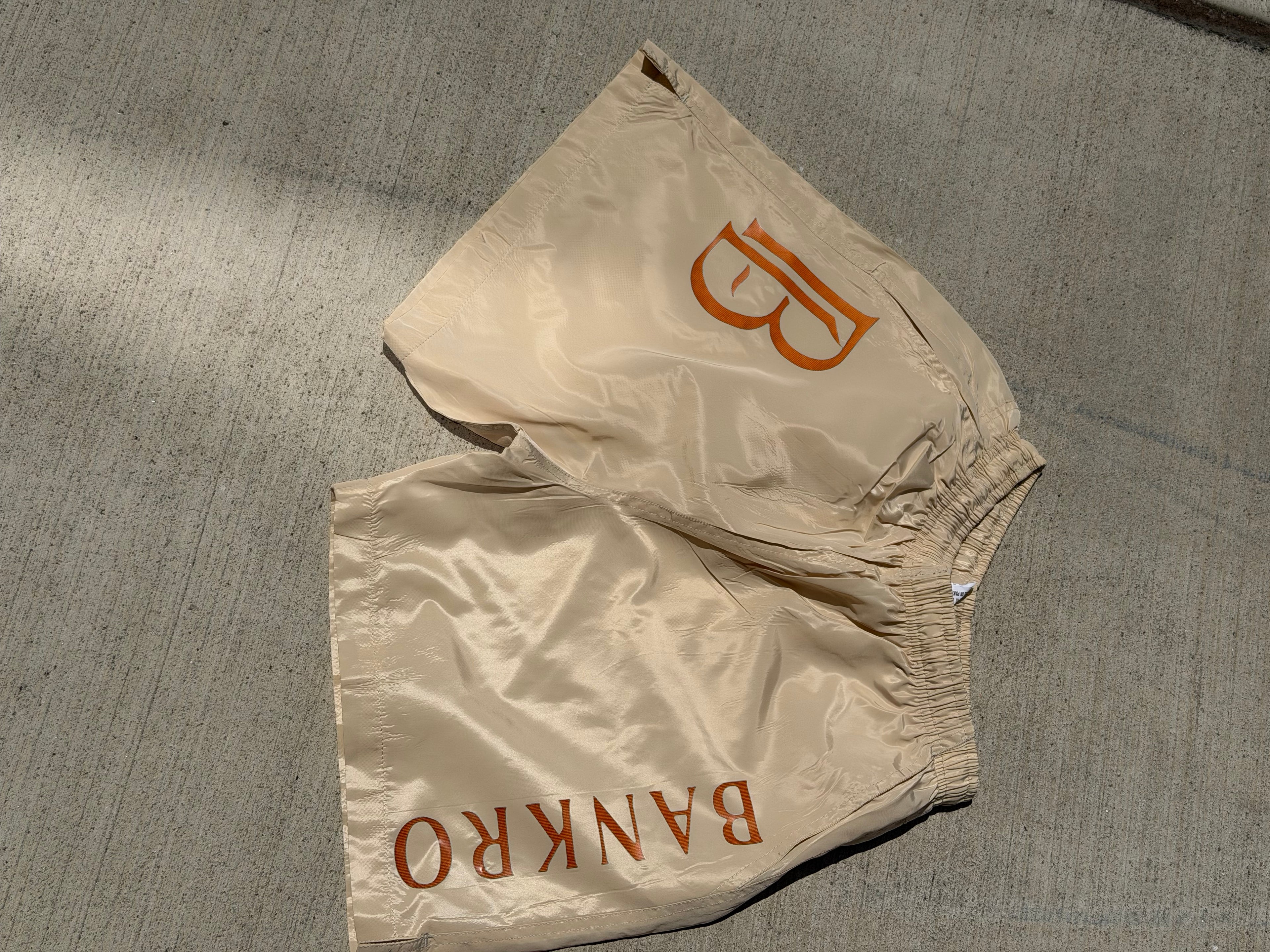 Bankro Beige And Orange Signature Shorts