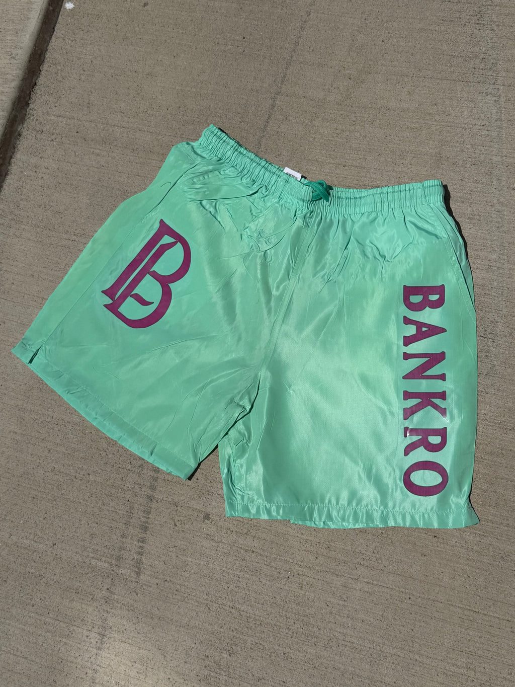 Bankro Mint Green And Purple Signature Shorts