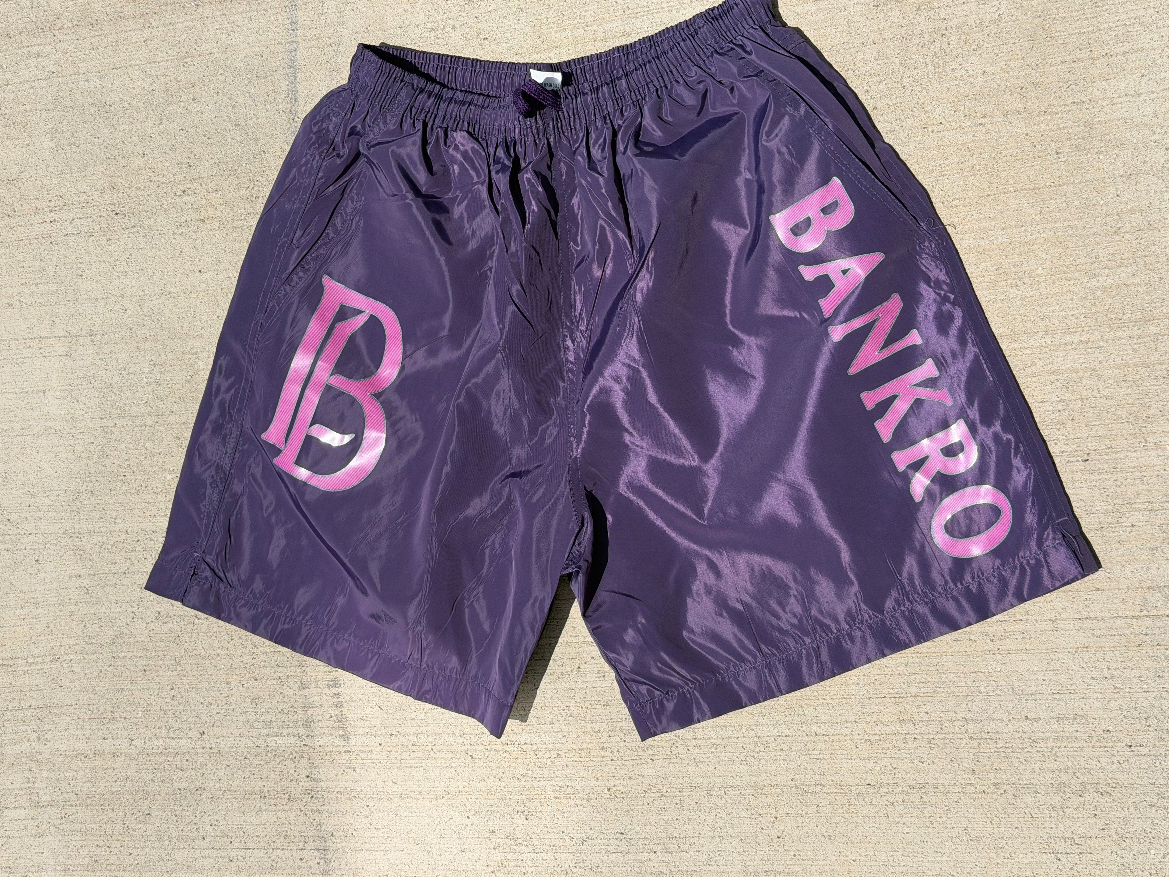 Bankro Purple And Pink Signature Shorts