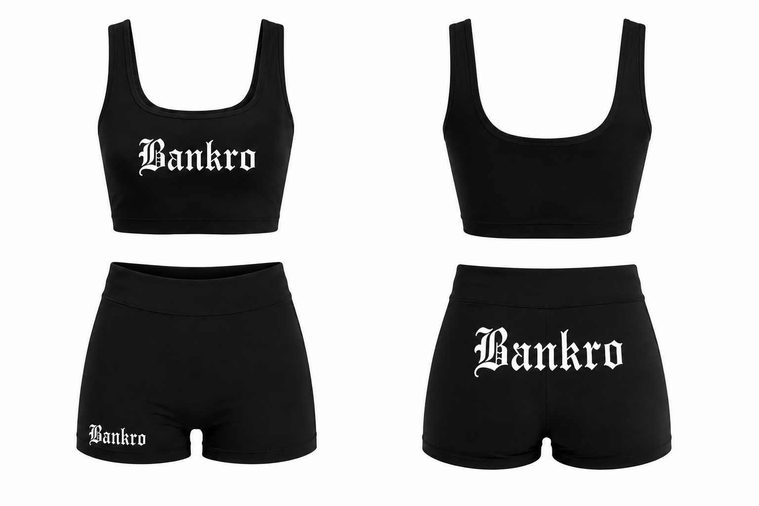Bankro Black & White Two Piece Spandex Set