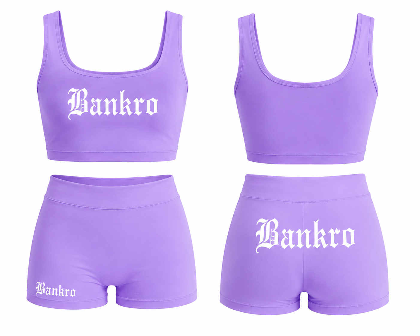 Bankro Lavender & White Two Piece Spandex set